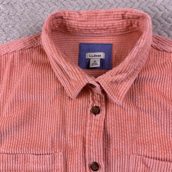 LL Bean Corduroy Thick cut Shacket Shirt Jacket Women's XL Coral Pockets 90's - Picture 6 of 14